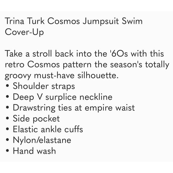 Trina Turk Cosmos Jumpsuit Womens XS CoverUp Vibrant Funky Colorful Green Aqua - Picture 9 of 10